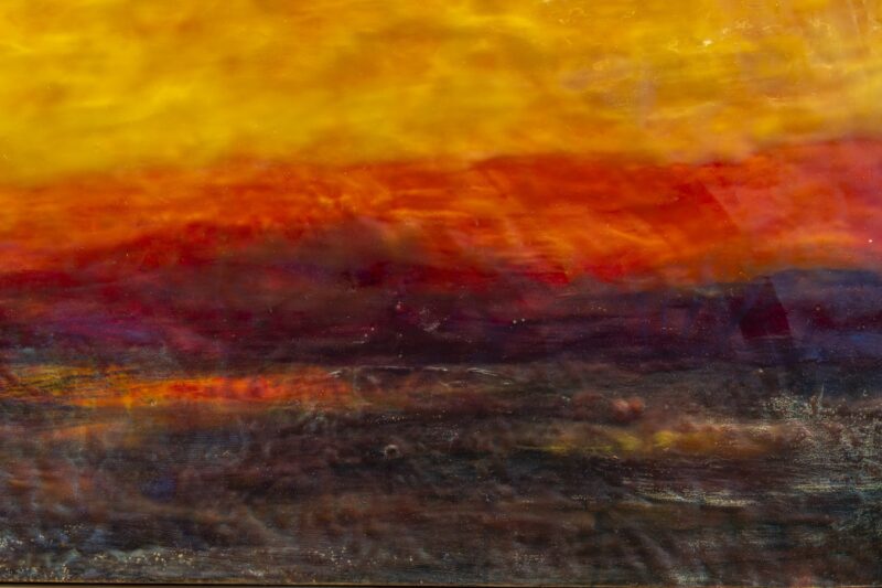 ANCJD Front Desk Back Wall – Encaustic art by Cheryl Lyon