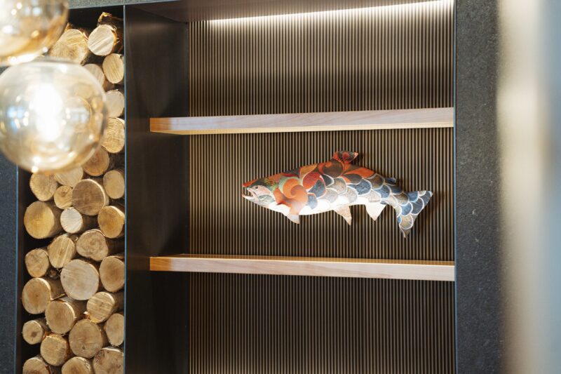 ANCJD Lobby Fireplace Shelf – Painted fish by Romney Dobb 5
